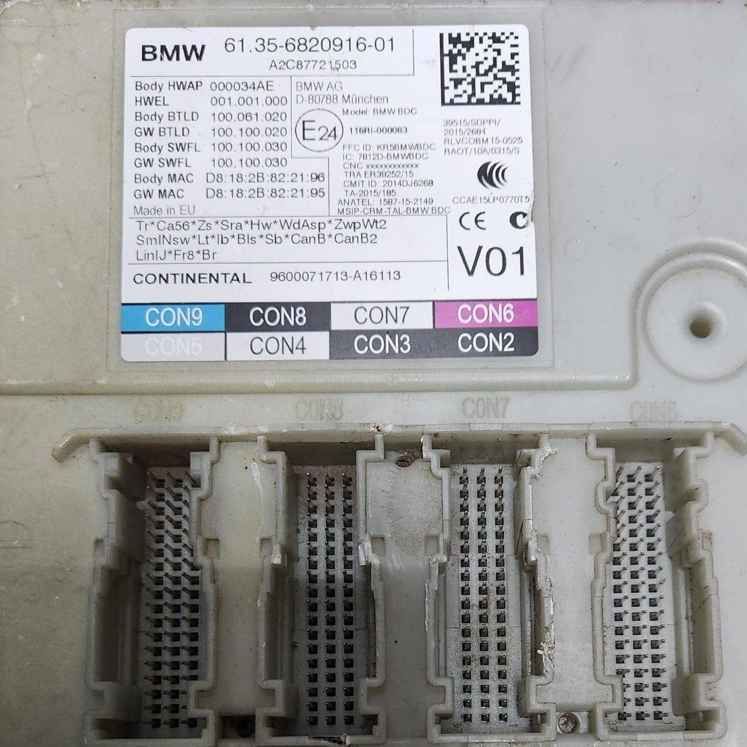 2016-2019 BMW 740i Body Domain Control Module 6820916 7 Series G11 G12