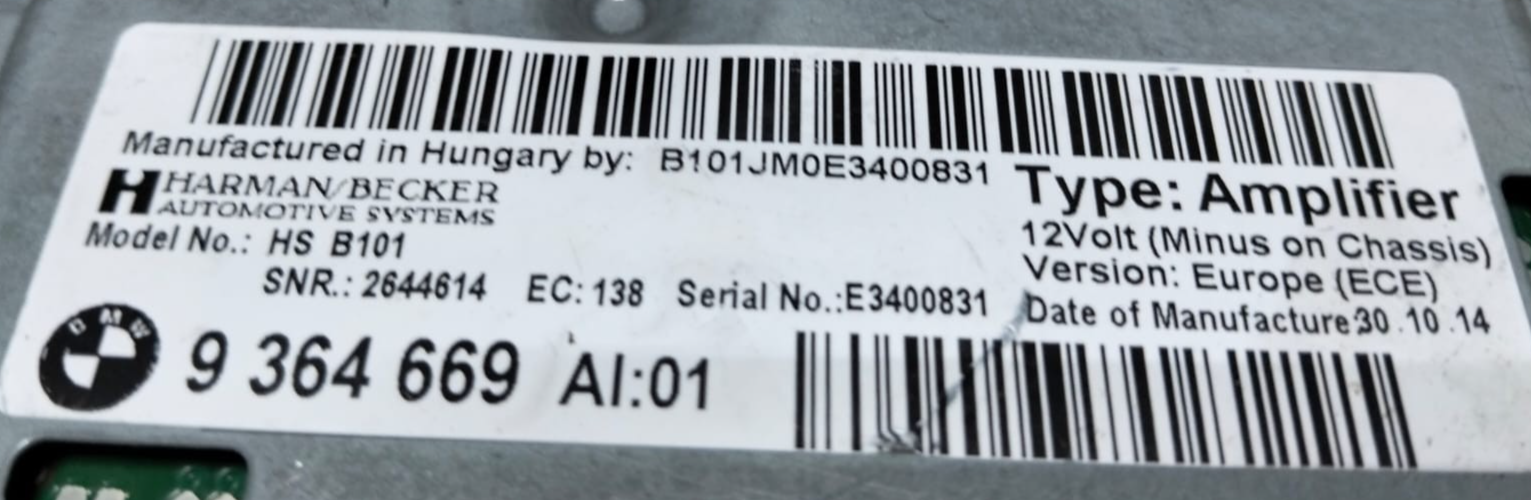 BMW F10 F11 F06 F12 F01 F15 F16 ECU Active Sound Design 9364669 HARMAN/BECKER
