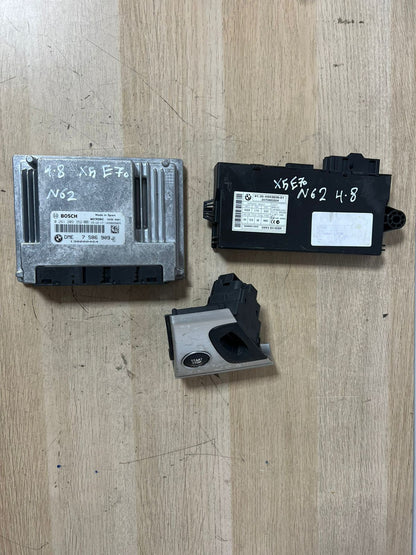 BMW X5 4.8 E70 N62 ENGINE CONTROL UNIT ECU SET DME +CAS 3+ NO KEY 7586909