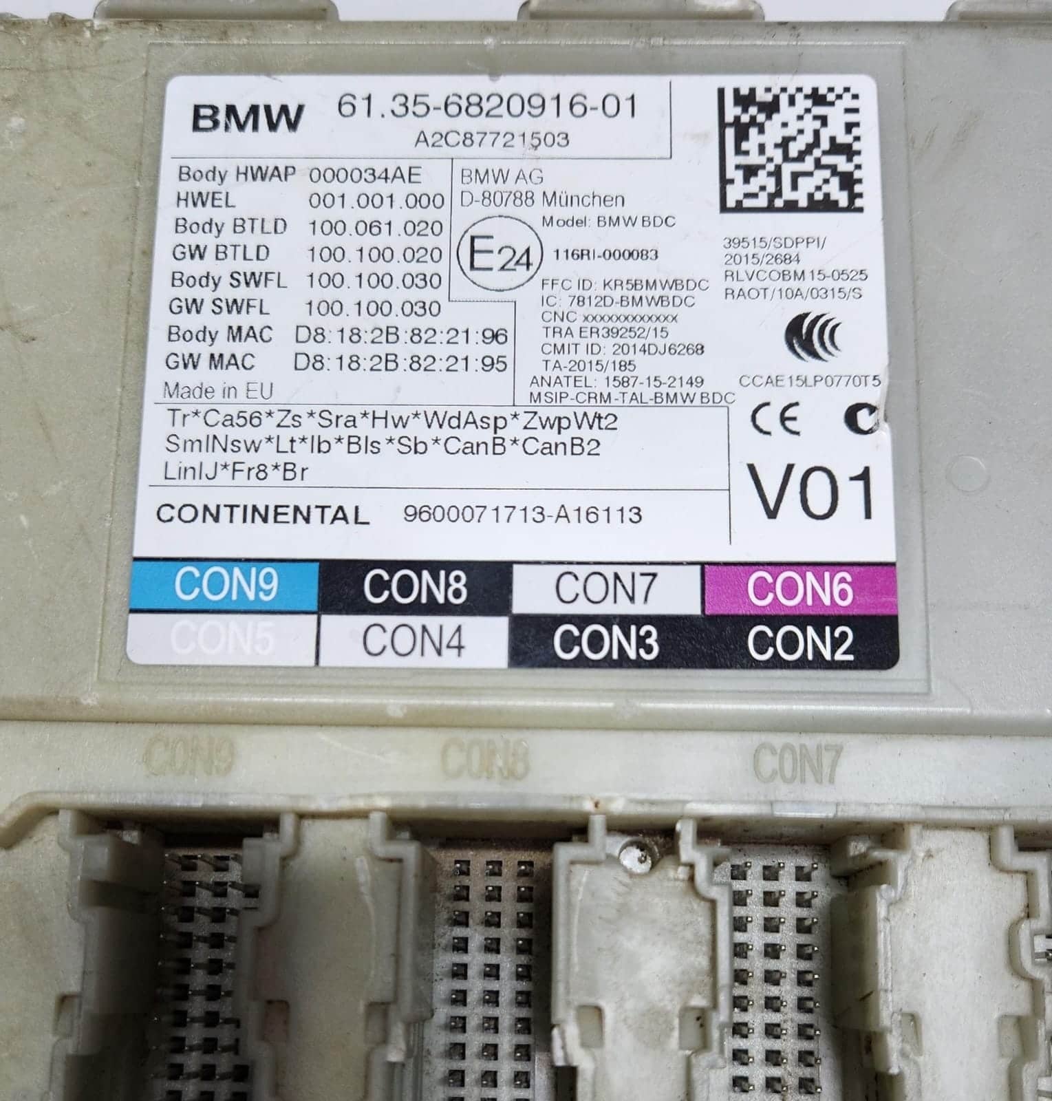 2016-2019 BMW 750i Body Domain Controller Module BDC 6820916 7 Series G11 G12
