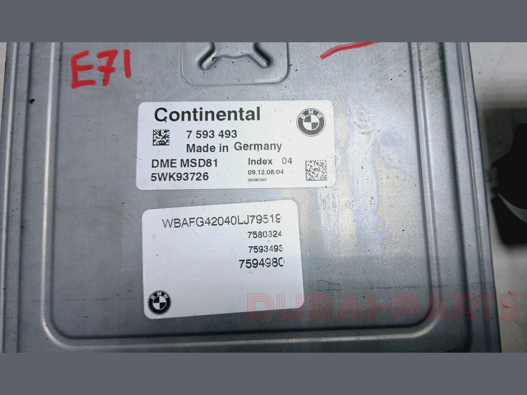 BMW X635iX 2009 E71 N54 ENGINE CONTROL UNIT ECU KIT DME MSD81 7593493