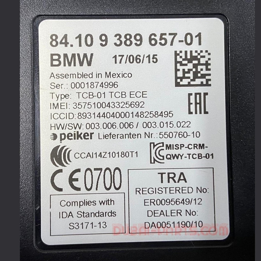 BMW X3 Series F25 Bluetooth Telematics Control Module ECE Unit 9389657