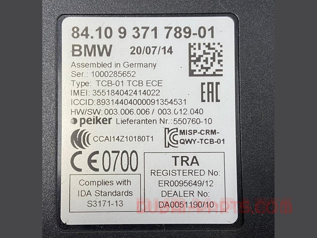 BMW 1 2 3 F20 F21 F30 F31 Bluetooth Telematics Module GPS Teleservices 9371789