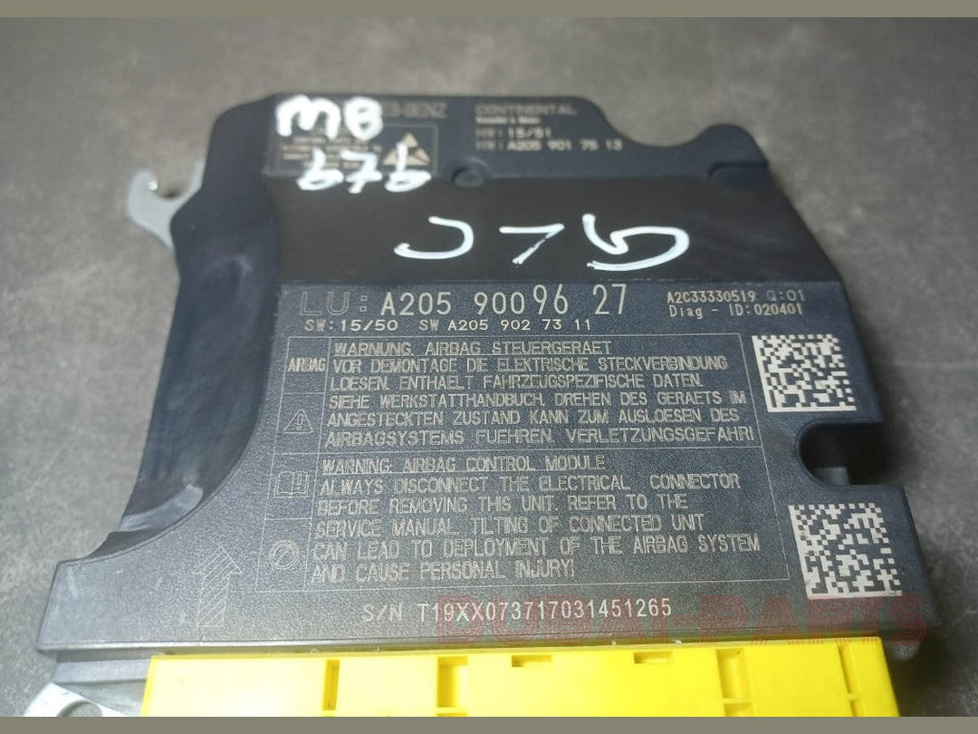 2014-2020 Mercedes-Benz C-Class W205 Air SRS bag Control Module A205 9009627 OEM