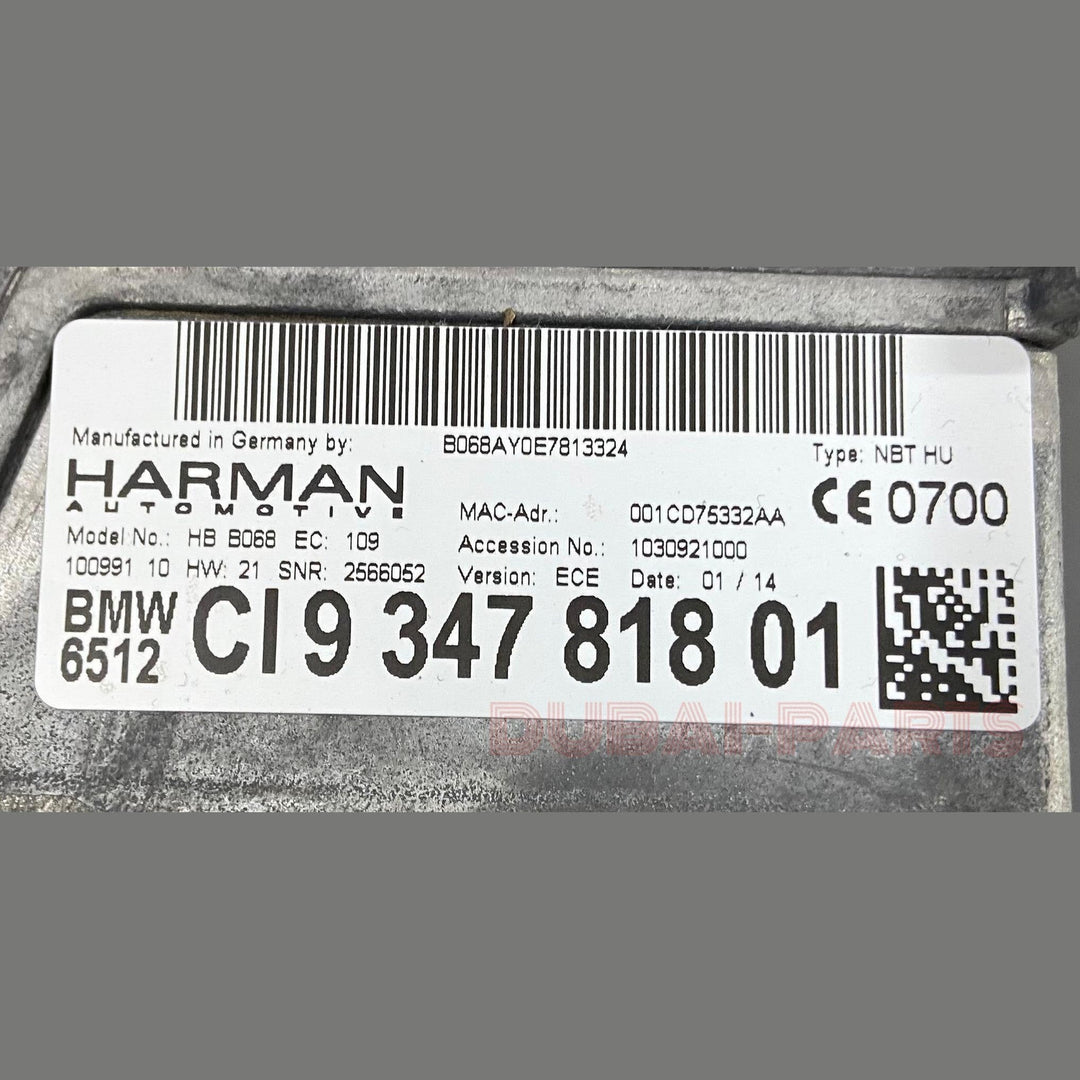 وحدة رأس صوتية أصلية من BMW، طرازات 6 F06 F12، 7 F01، X5 F15، X6 F16، مزودة بنظام ملاحة عالي الجودة، رقم القطعة NBT9347818، مستعملة.