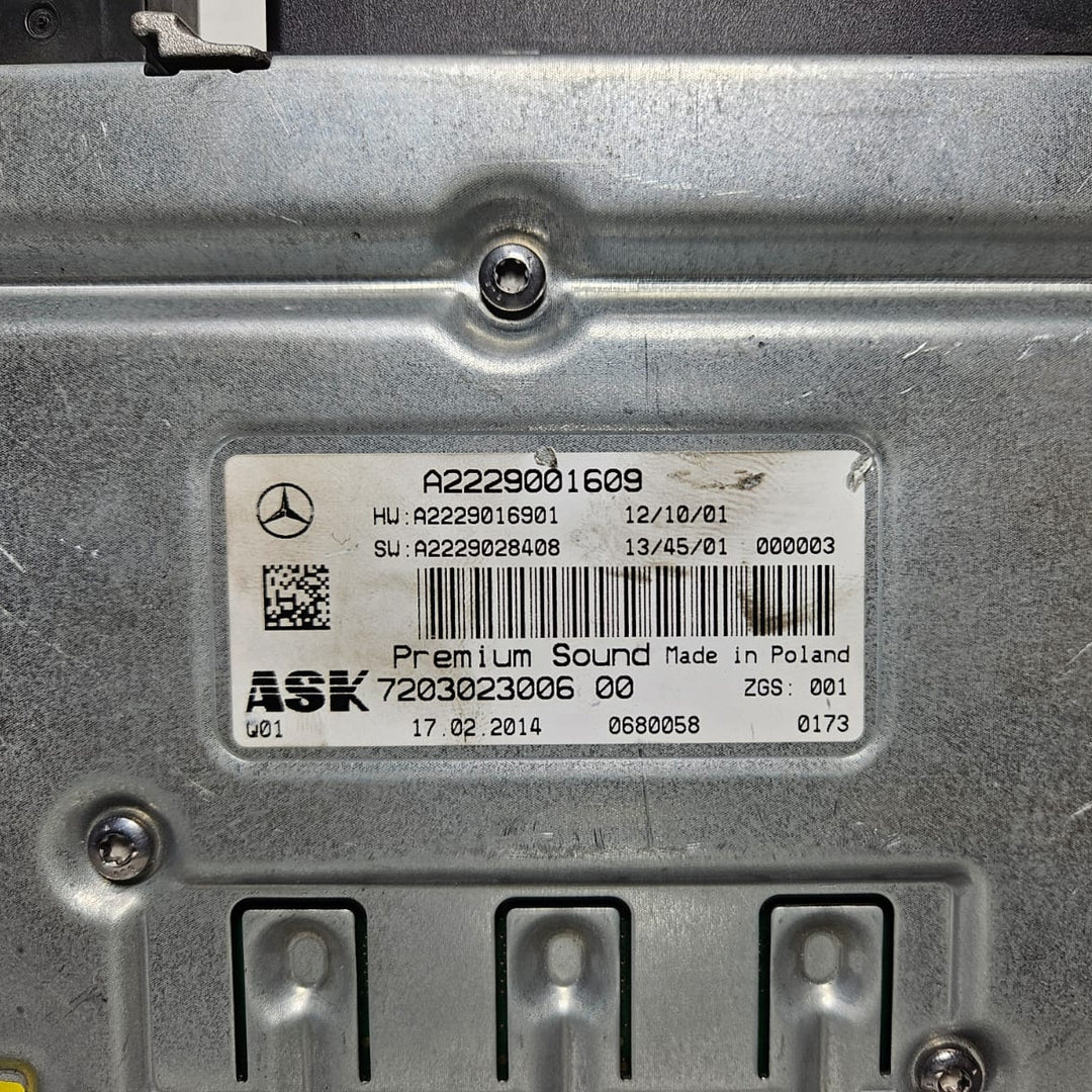 15-20 Mercedes Benz W222 S-Class ASK Premium Sound Amplifier A222 9001609 OEM