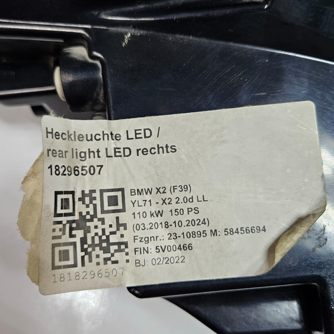 2018-2023 BMW X2 F39 xDrive RIGHT Tail Light F03688100