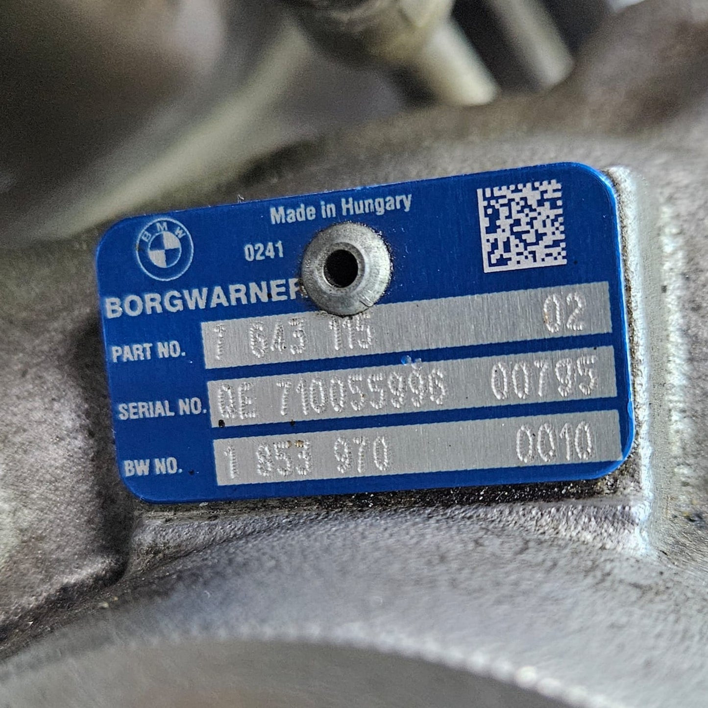 2013 BMW 135i, 335i, 435i, 535i, M235i Turbocharger 7643115 F20, F22, F30, F10