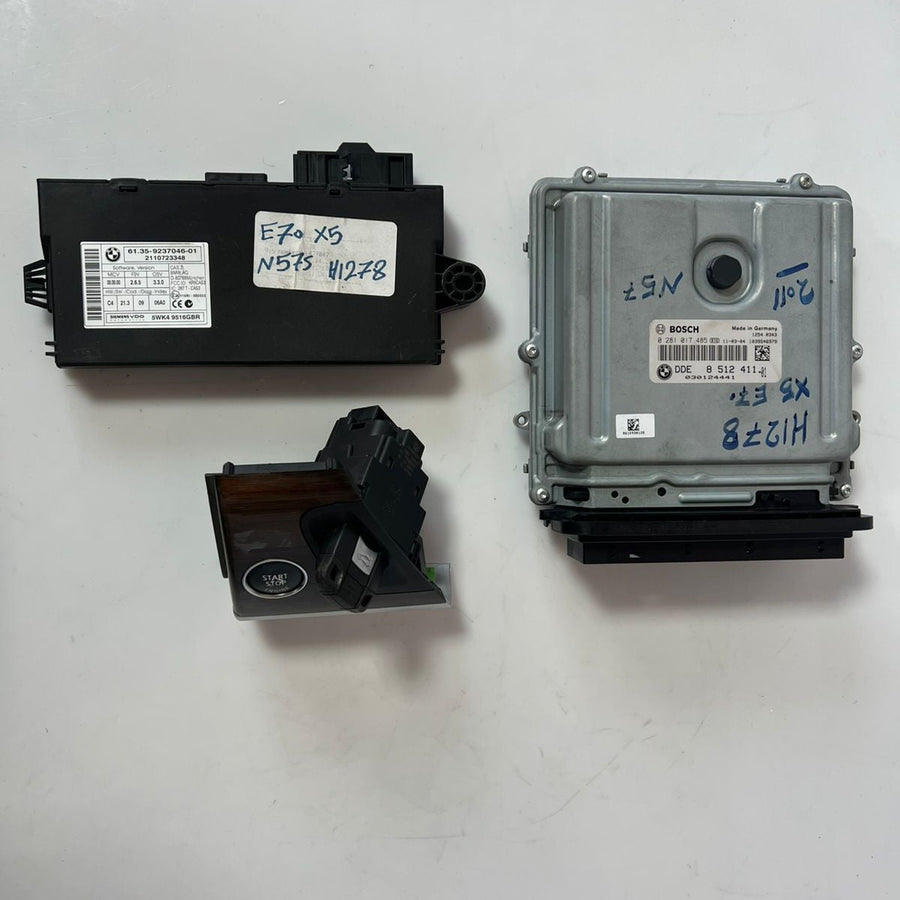 2011 BMW X5 E70 N57D Engine Control Unit ECU SET DDE + CAS3 AG + 1KEY 8512411