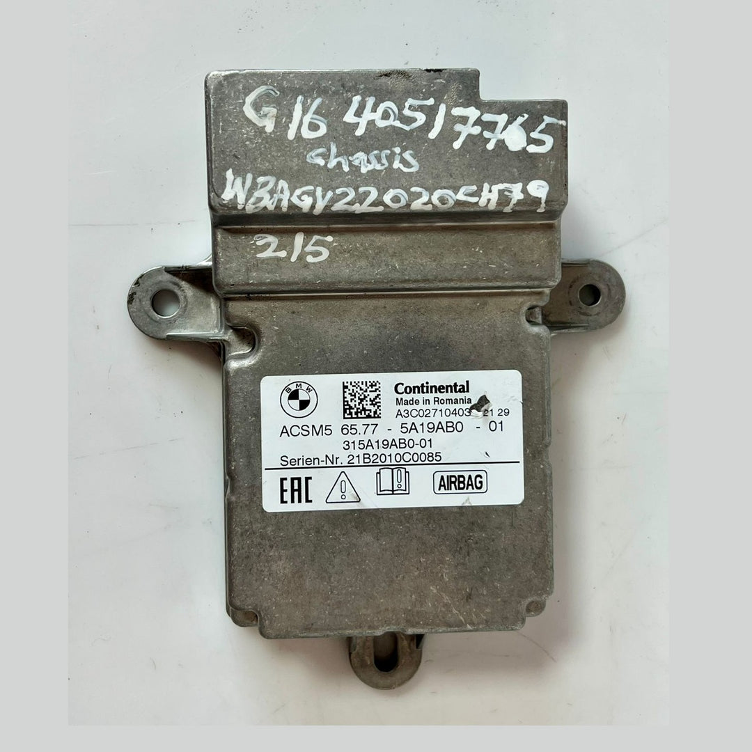 BMW Airbag SRS Control Module (5A19AB0) – OEM 65775A19AB0 / 65775A1FC38