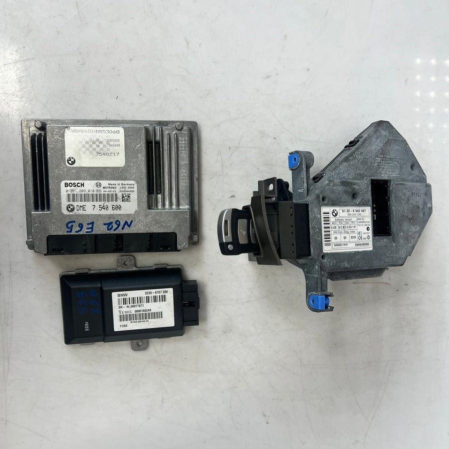 2004 BMW E65 N62 Motorsteuergerät ECU Set DME + TEMIC + CAS + ZAS + Schlüssel (7540600) – OEM