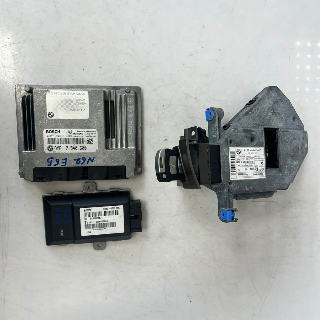 2004 BMW E65 N62 Engine Control Module ECU Set DME + TEMIC + CAS + ZAS + Key (7540600) – OEM