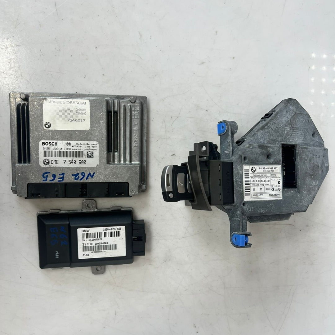 2004 BMW E65 N62 Engine Control Module ECU Set DME + TEMIC + CAS + ZAS + Key (7540600) – OEM