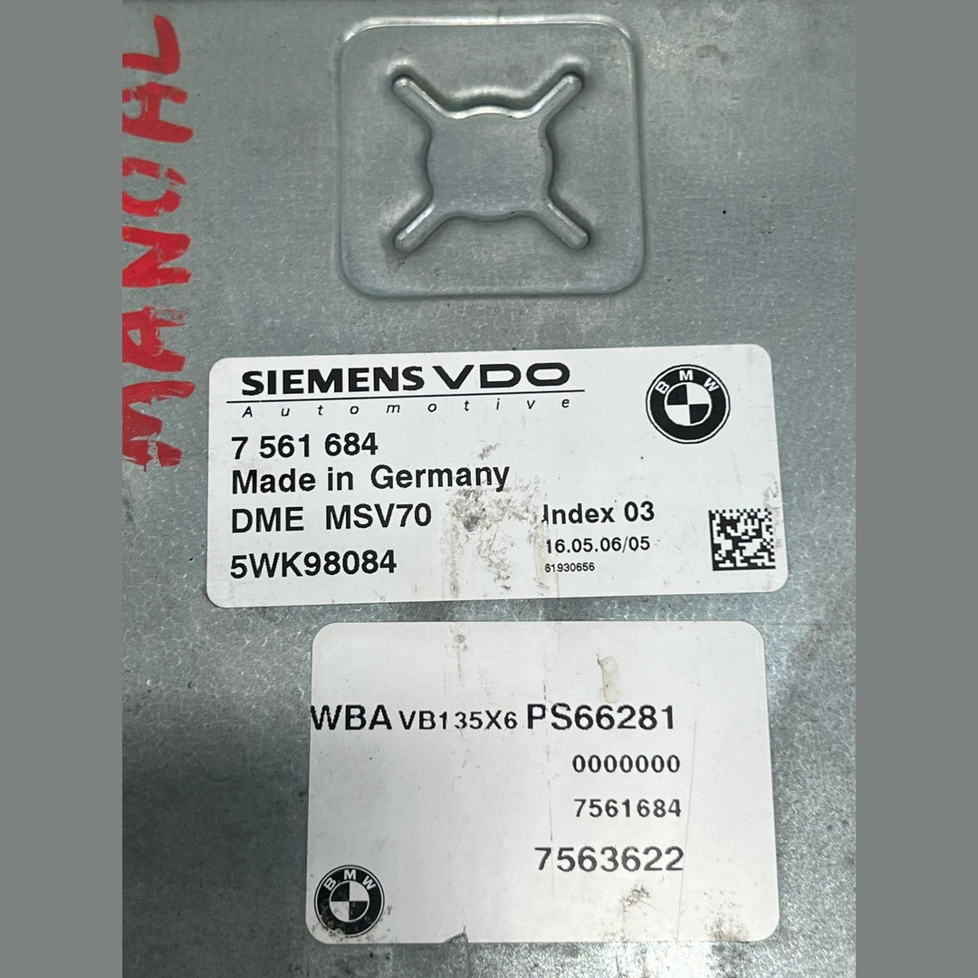 BMW E60 E61 E90 E91 N52 B30A MANUAL 2.5L 3.0L Engine ECU Computer DME MSV70 (7561684) – OEM