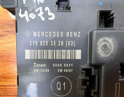 2010 Mercedes-Benz CLS63 AMG Door Control Unit A2198203526 W219 CLS-Class OEM