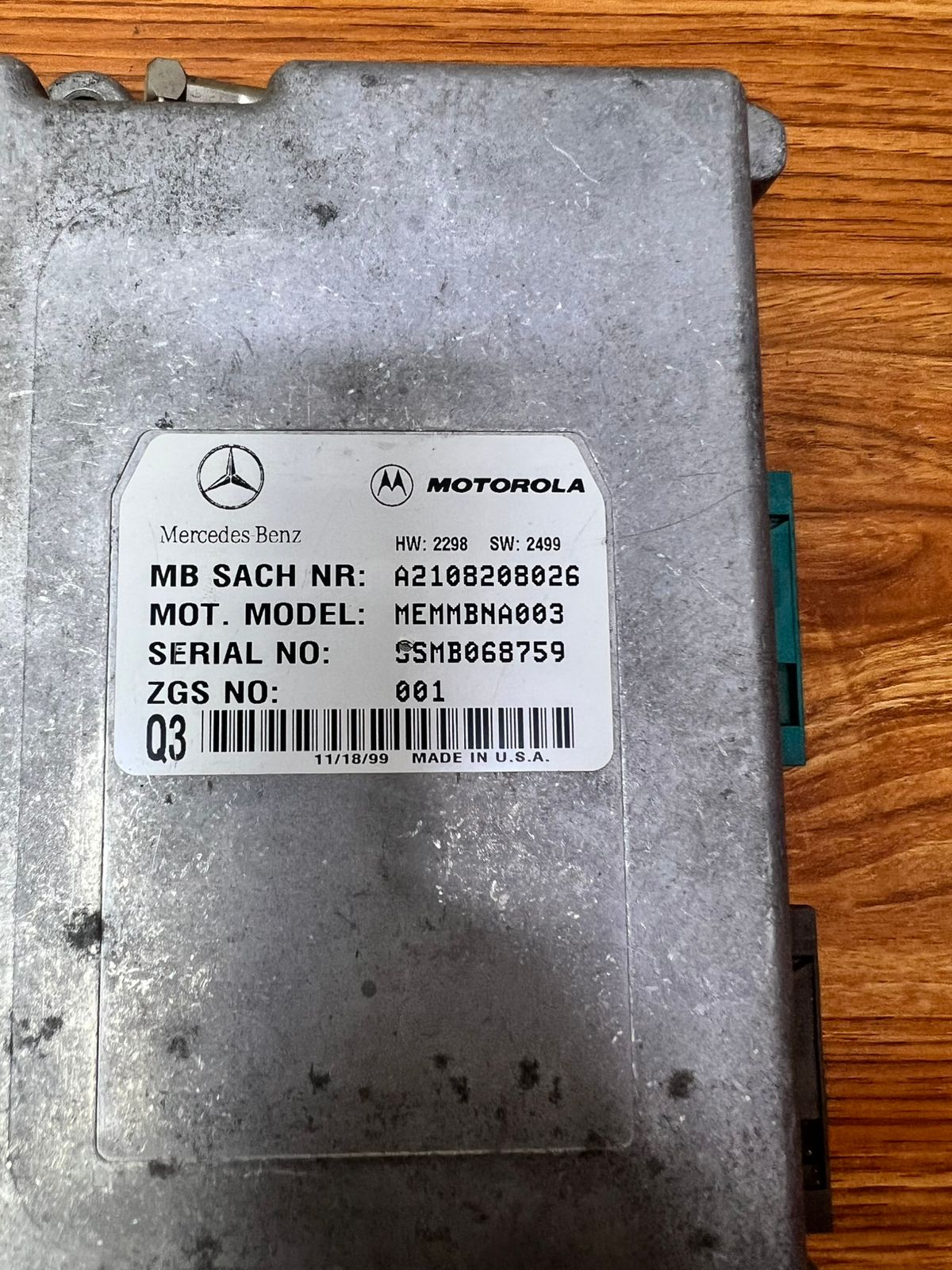 2000-2006 Mercedes-Benz S500 Communication Control Module A2108208026 W210 E-Class OEM