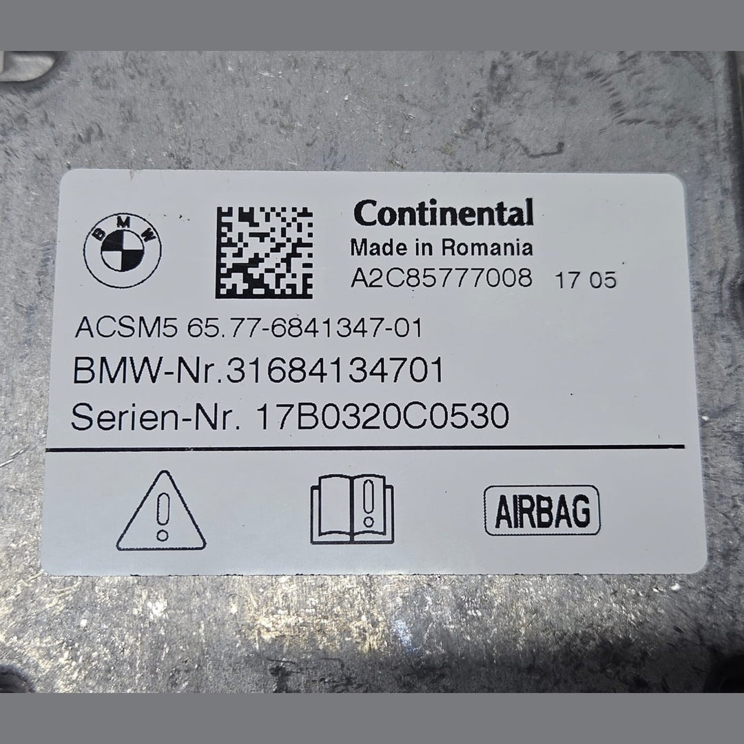 BMW 5-SERIES G30 2017 SRS BAGS CONTROL MODULE 6841347 OEM USEDE