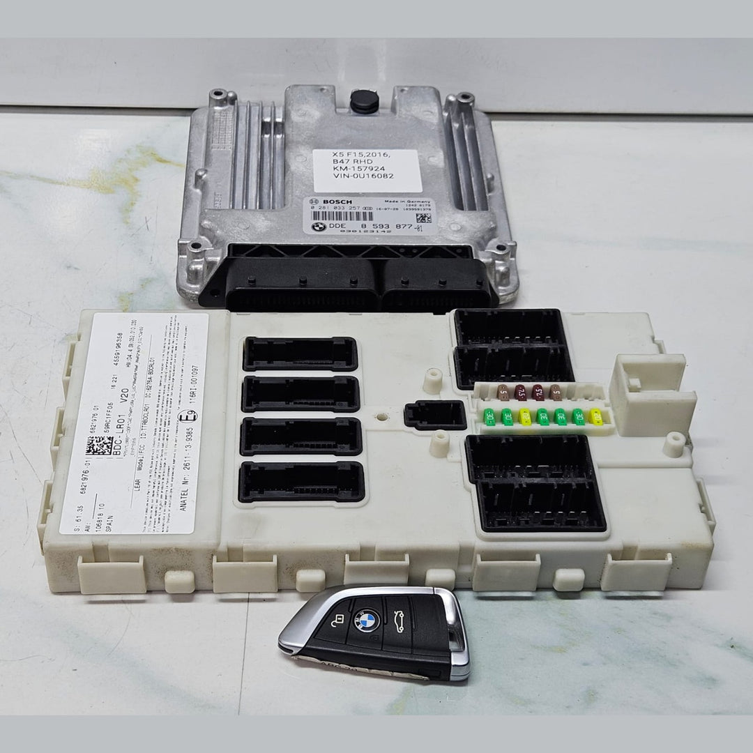 2014-2021 BMW X5 F15 B47 RHD Engine Control Unit ECU Set DDE 8593877 OEM USED