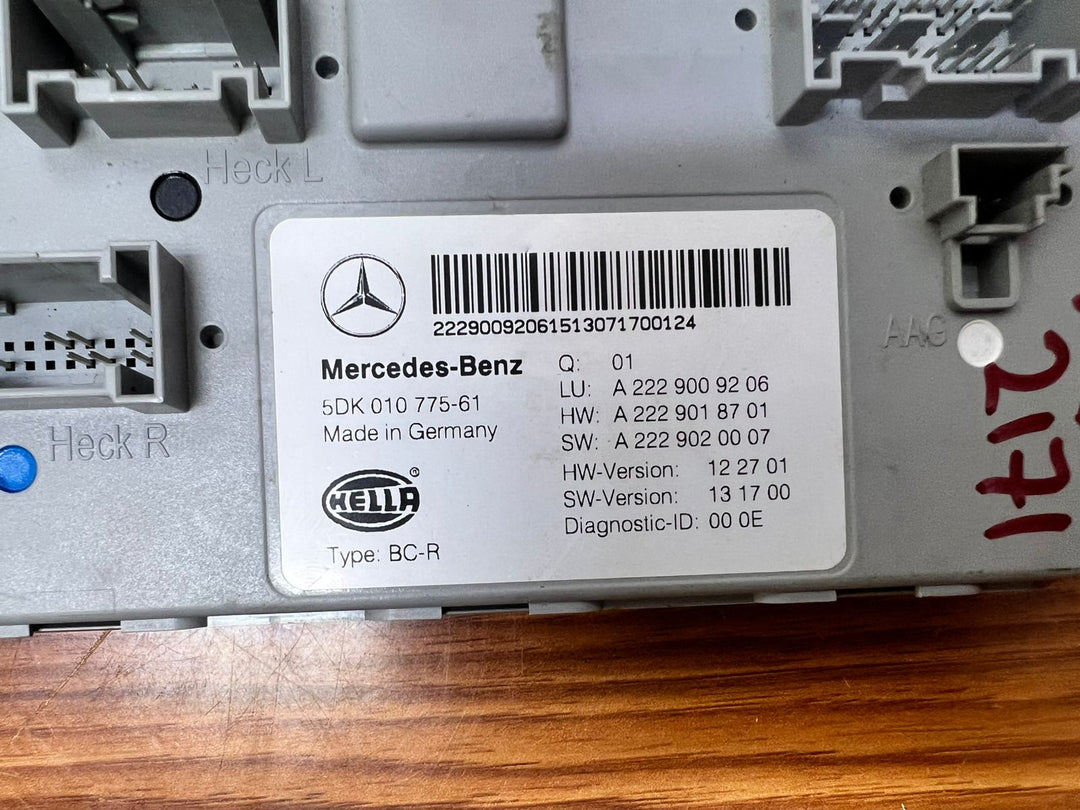 2015 Mercedes-Benz S400 SAM Body Control Unit A2229009206 S-Class W222 OEM