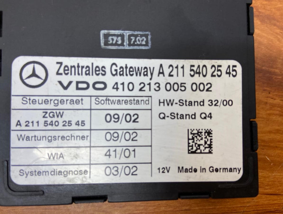 2006-2009 Mercedes-Benz E350 Central Gateway Control Module A2115402545 W211 OEM
