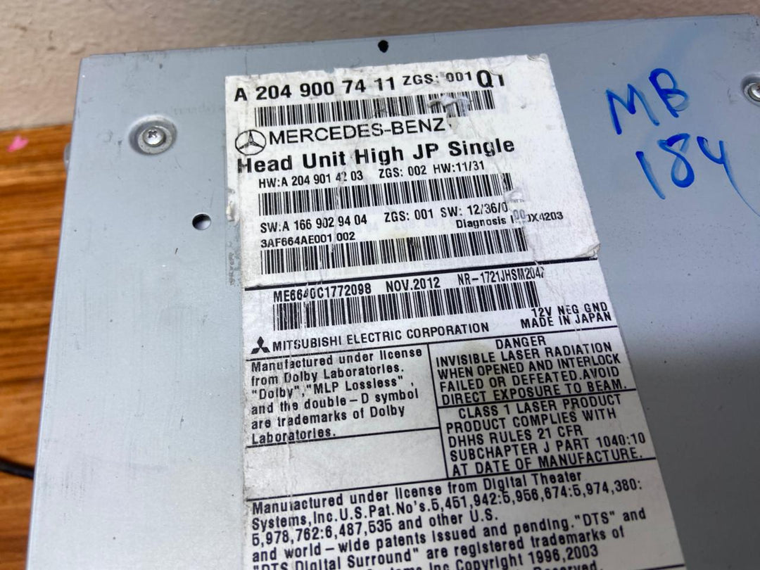 Mercedes-Benz Head Unit CD Player A2049007411 C-Class W204 OEM Radio Audio