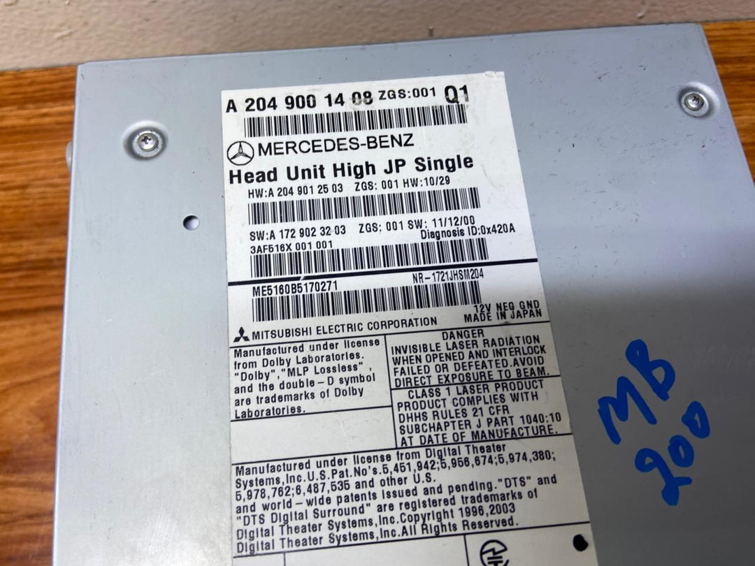 Mercedes-Benz Head Unit CD Player A2049001408 C-Class W204 OEM Radio Audio