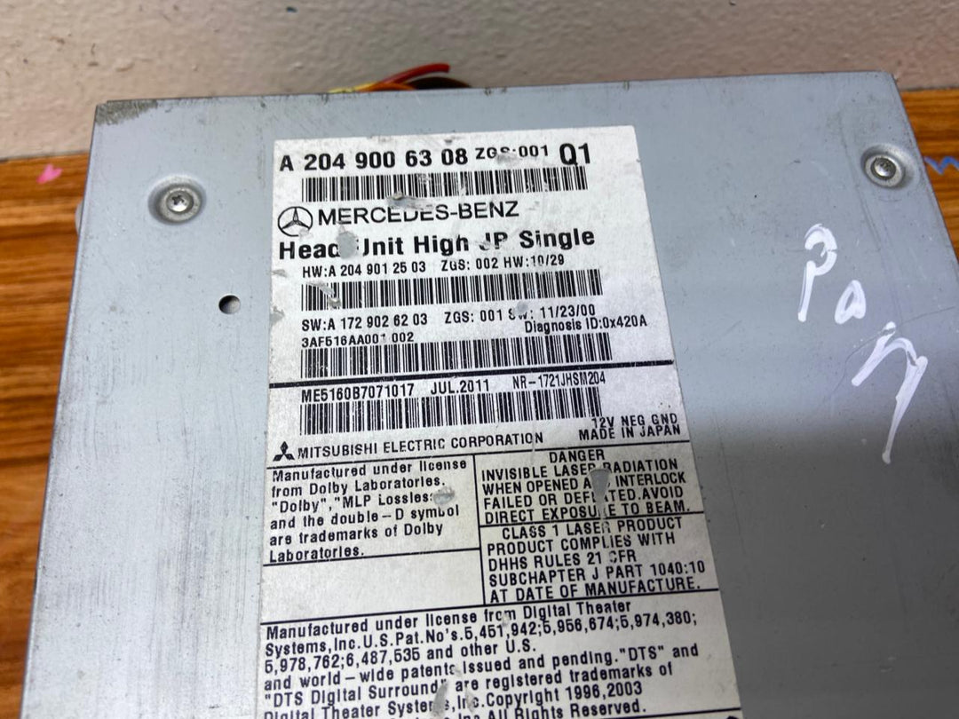 Mercedes-Benz Head Unit CD Player A2049006308 C-Class W204 OEM Radio Audio