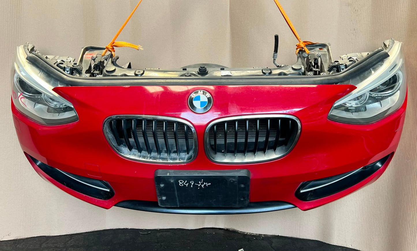BMW F20 2012 116i RED COMPLETE NOSE CUT WITH FRONT BUMPER HEADLIGHTS GRILLE OEM USED