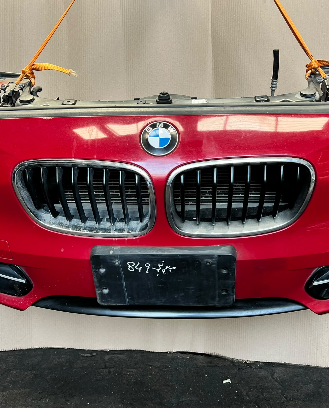 BMW F20 2012 116i RED COMPLETE NOSE CUT WITH FRONT BUMPER HEADLIGHTS GRILLE OEM USED