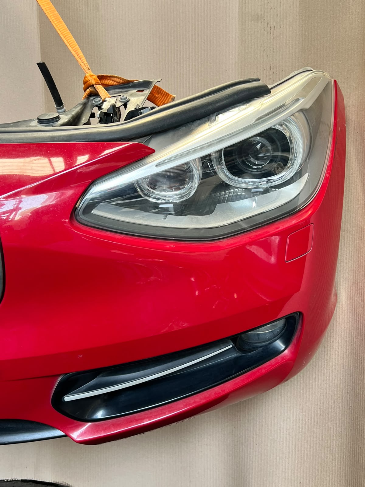 BMW F20 2012 116i RED COMPLETE NOSE CUT WITH FRONT BUMPER HEADLIGHTS GRILLE OEM USED