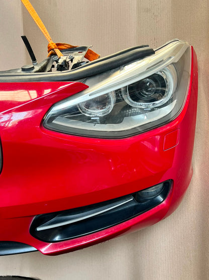 BMW F20 2012 116i RED COMPLETE NOSE CUT WITH FRONT BUMPER HEADLIGHTS GRILLE OEM USED