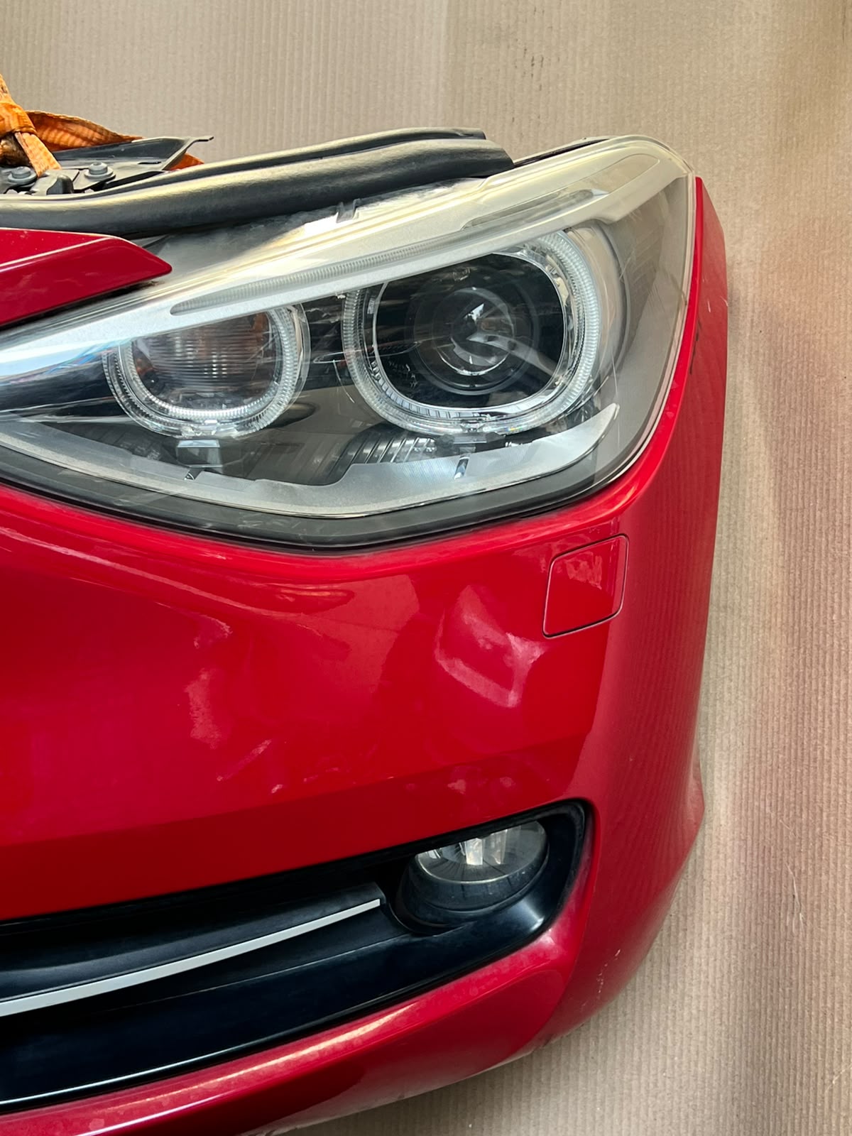 BMW F20 2012 116i RED COMPLETE NOSE CUT WITH FRONT BUMPER HEADLIGHTS GRILLE OEM USED
