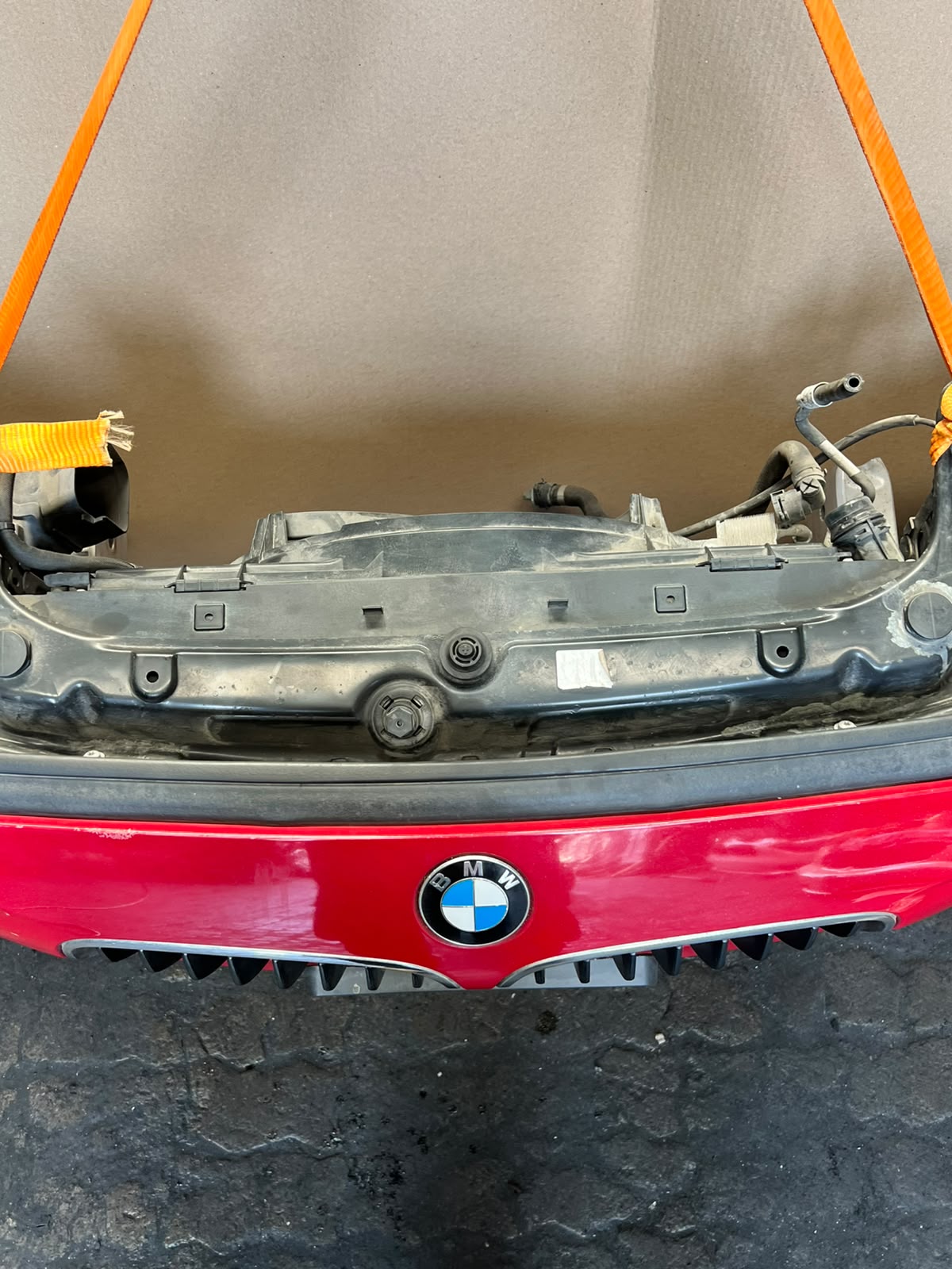 BMW F20 2012 116i RED COMPLETE NOSE CUT WITH FRONT BUMPER HEADLIGHTS GRILLE OEM USED