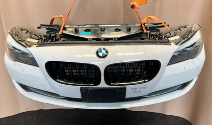 BMW F10 2011 530i WHITE COMPLETE NOSE CUT FRONT BUMPER XENON DYNAMIC HEADLIGHTS GRILLE OEM USED