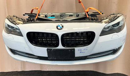 BMW F10 2011 530i WHITE COMPLETE NOSE CUT FRONT BUMPER XENON DYNAMIC HEADLIGHTS GRILLE OEM USED