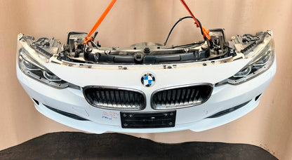 BMW F30 2014 320d N47N WHITE COMPLETE NOSE CUT FRONT BUMPER BASIC LED HEADLIGHTS GRILLE OEM USED