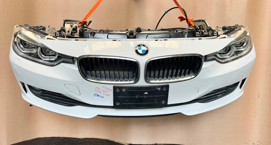 BMW F30 2014 320d N47N WHITE COMPLETE NOSE CUT FRONT BUMPER BASIC LED HEADLIGHTS GRILLE OEM USED