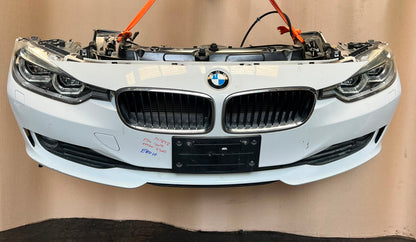 BMW F30 2014 320d N47N WHITE COMPLETE NOSE CUT FRONT BUMPER BASIC LED HEADLIGHTS GRILLE OEM USED