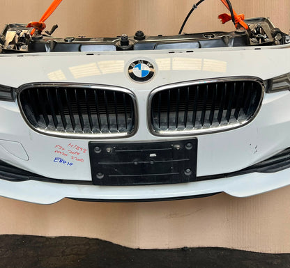 BMW F30 2014 320d N47N WHITE COMPLETE NOSE CUT FRONT BUMPER BASIC LED HEADLIGHTS GRILLE OEM USED