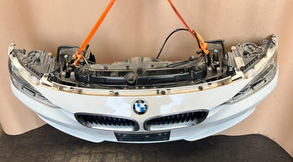 BMW F30 2014 320d N47N WHITE COMPLETE NOSE CUT FRONT BUMPER BASIC LED HEADLIGHTS GRILLE OEM USED