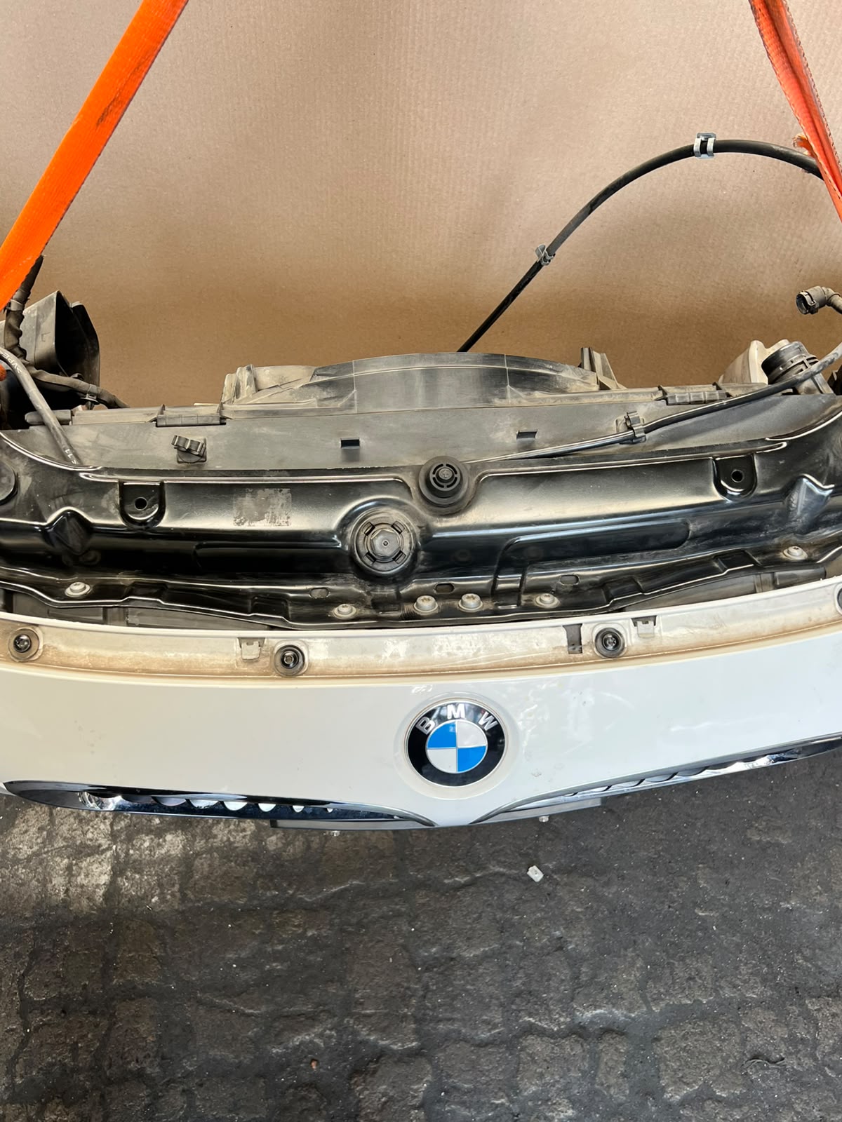 BMW F30 2014 320d N47N WHITE COMPLETE NOSE CUT FRONT BUMPER BASIC LED HEADLIGHTS GRILLE OEM USED