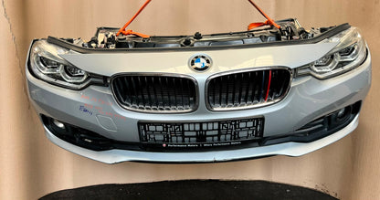 BMW F30 2015-2017 318i LCI B38 3-CYLINDER FACELIFT COMPLETE NOSE CUT FRONT BUMPER LED HEADLIGHTS GRILLE OEM USED