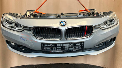 BMW F30 2015-2017 318i LCI B38 3-CYLINDER FACELIFT COMPLETE NOSE CUT FRONT BUMPER LED HEADLIGHTS GRILLE OEM USED