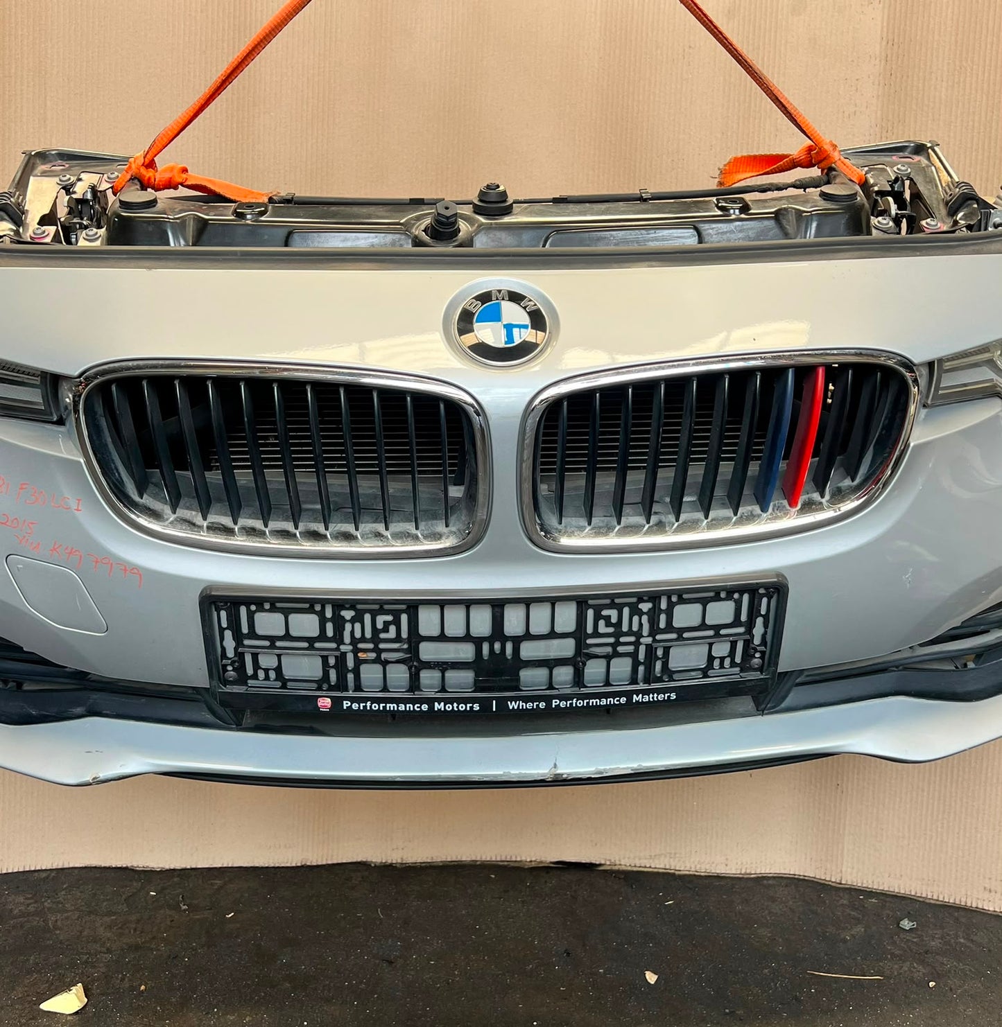 BMW F30 2015-2017 318i LCI B38 3-CYLINDER FACELIFT COMPLETE NOSE CUT FRONT BUMPER LED HEADLIGHTS GRILLE OEM USED