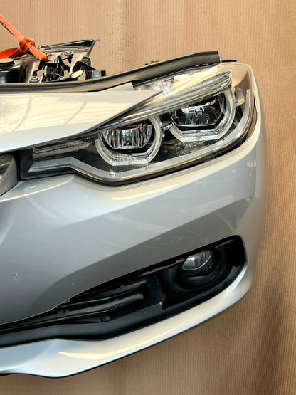 BMW F30 2015-2017 318i LCI B38 3-CYLINDER FACELIFT COMPLETE NOSE CUT FRONT BUMPER LED HEADLIGHTS GRILLE OEM USED