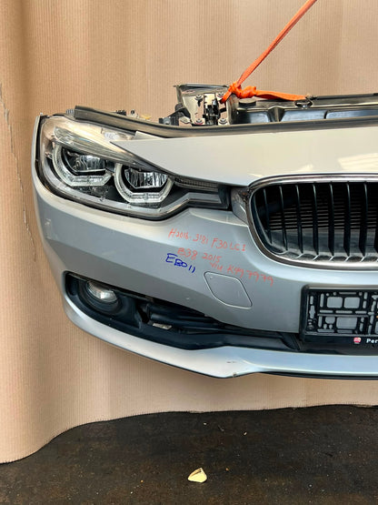 BMW F30 2015-2017 318i LCI B38 3-CYLINDER FACELIFT COMPLETE NOSE CUT FRONT BUMPER LED HEADLIGHTS GRILLE OEM USED