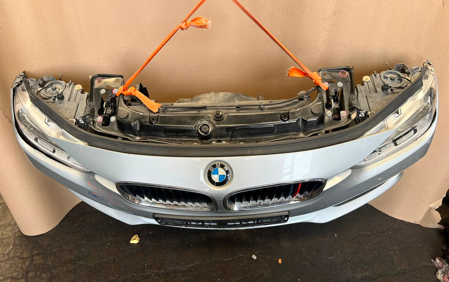 BMW F30 2015-2017 318i LCI B38 3-CYLINDER FACELIFT COMPLETE NOSE CUT FRONT BUMPER LED HEADLIGHTS GRILLE OEM USED