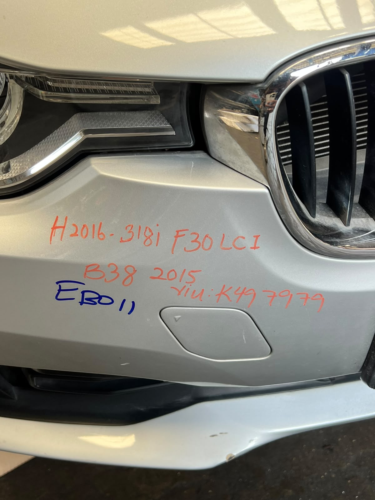 BMW F30 2015-2017 318i LCI B38 3-CYLINDER FACELIFT COMPLETE NOSE CUT FRONT BUMPER LED HEADLIGHTS GRILLE OEM USED