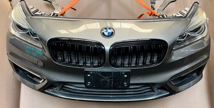 BMW F45 2015 218d B47 4-CYLINDER COMPLETE NOSE CUT FRONT BUMPER HEADLIGHTS GRILLE OEM USED
