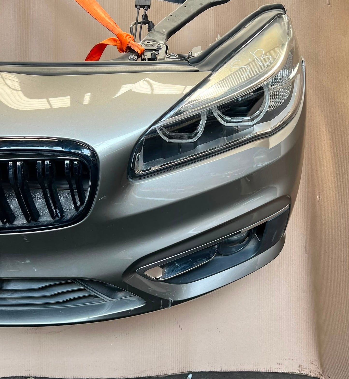 BMW F45 2015 218d B47 4-CYLINDER COMPLETE NOSE CUT FRONT BUMPER HEADLIGHTS GRILLE OEM USED
